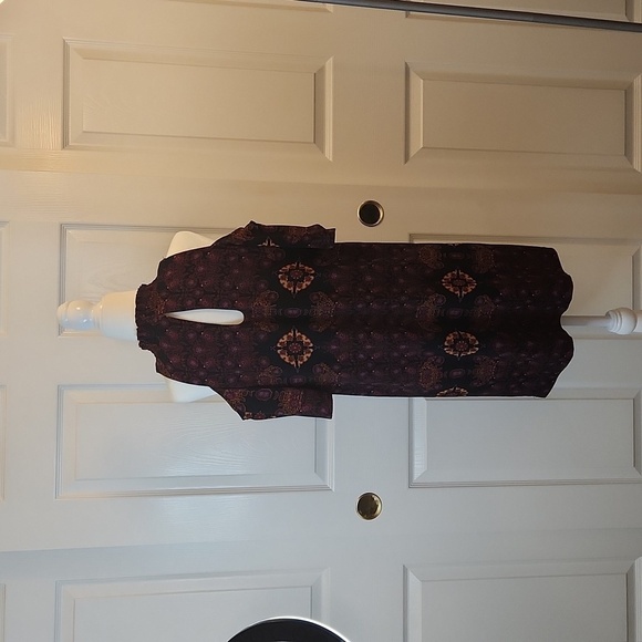 Signature Collection Boho Marrakesh Print Mock Neck Cold Shoulder Dress Size S - Picture 7 of 15
